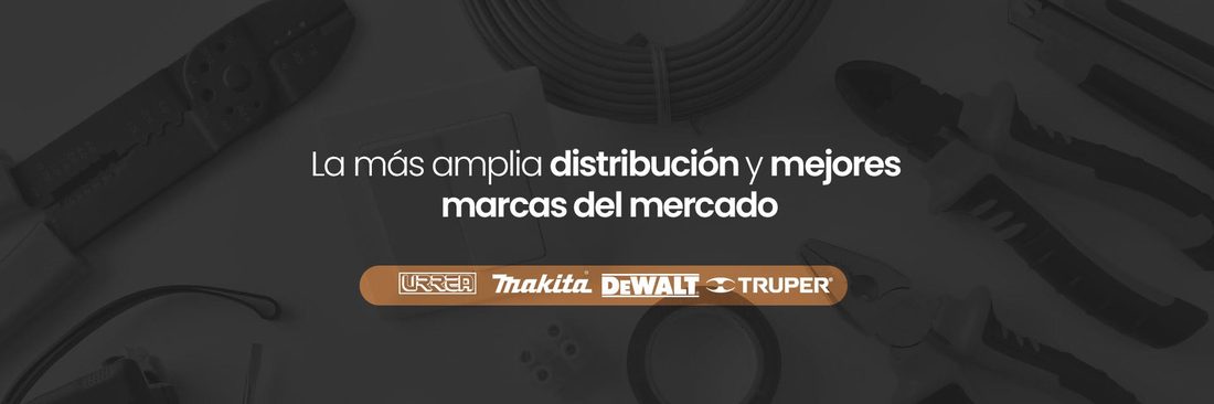 Cintillo de GAHIR: la más amplia distribución y mejores marcas del mercado, con los logotipos de Urrea, Makita, DeWalt y Truper